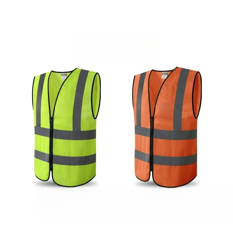 High-Visibility Zipper Closure Safety Clothing Breathable Traffic Control Wear-Resistant Workwear for Road Construction