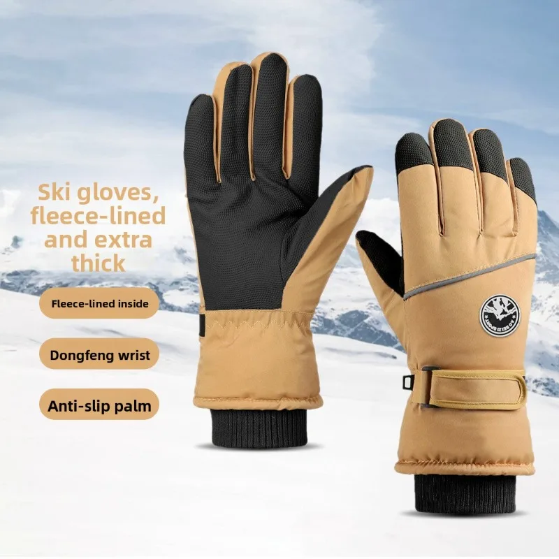 New Protective gloves Touch Screen Waterproof Windproof Warm Thicken Fleece Lining Outdoor Riding Cycling Snowboard Mitten