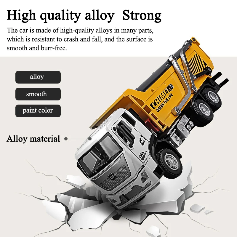 Simulation of large alloy muck truck transporter dump truck engineering car car model children\'s toy car boy