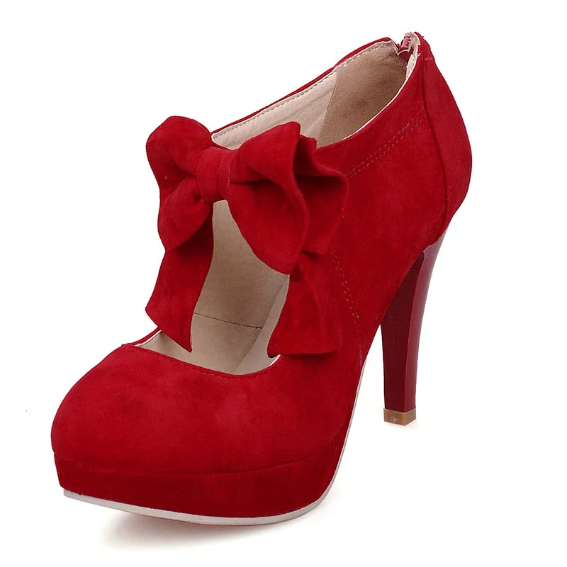 Benutzerdefinierte Bowknot Design Mary Jane Pumps 10,5 cm High Heels Schuhe Frauen Schwarz Rot Aprikose Plattform Damen Party Kleid Pumpen WSH5251