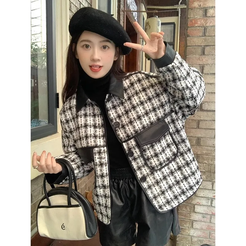 

Женские демисезонные куртки, пальто для женщин, клетчатая хлопковая подкладка, теплый зимний капюшон на шнурке, свободный облегающий однотонный простой цвет