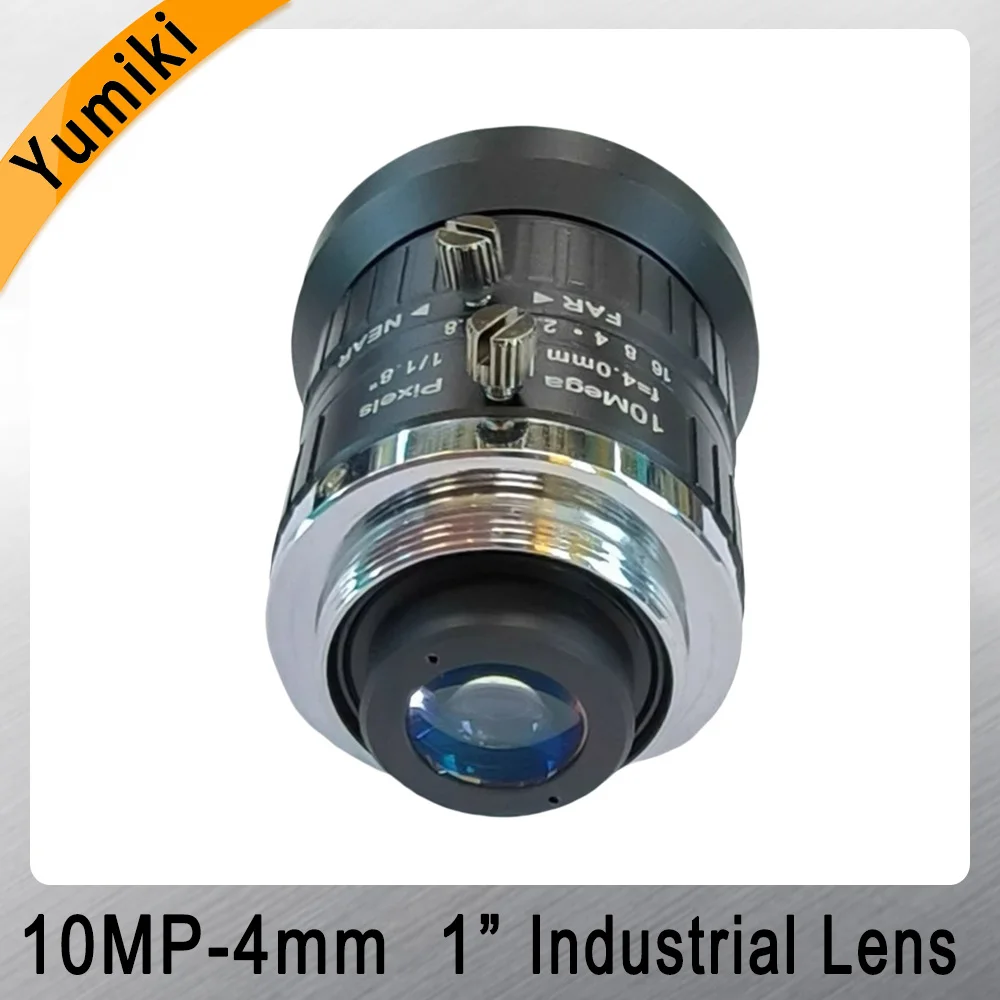 Industrial Camera Lens 4mm Machine Vision 10MP 1/1.8 Inch Wide Angle C- Port Non-Distortion Lens