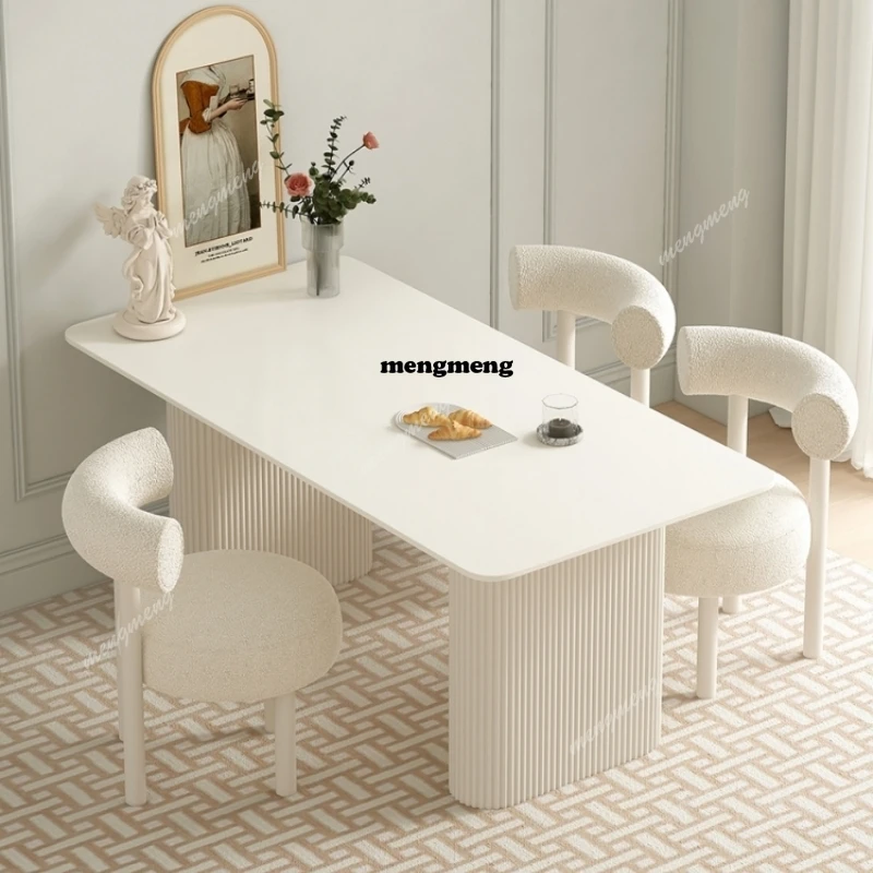 Salon Aesthetics Dining Table Cream Wind Light Luxury Comfortable Romantic High Table Luxury Juegos De Comedor Home Furniture