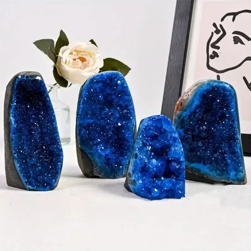 Raw Stone Healing Crystals Set - Cluster Quartz Druzy Rock Geode Mineral Specimens Red Blue Green Yellow for Home Decoration