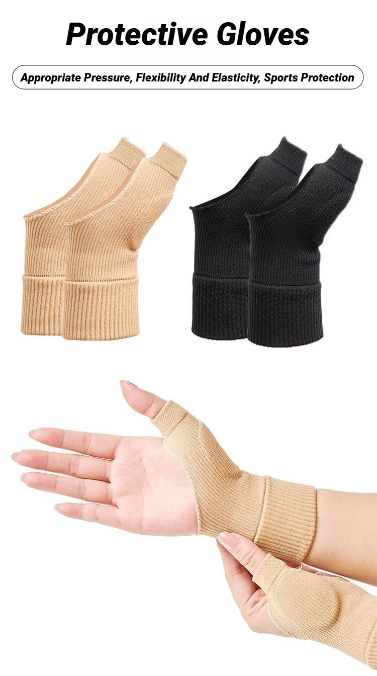 1 Paar Handgelenk-Daumen-Kompressionshandschuhe für Arthritis, atmungsaktive Stützbandage, gestrickte Finger-Schutzpolster, Sport-Sicherheits-Handgelenkbandage – Detail 1