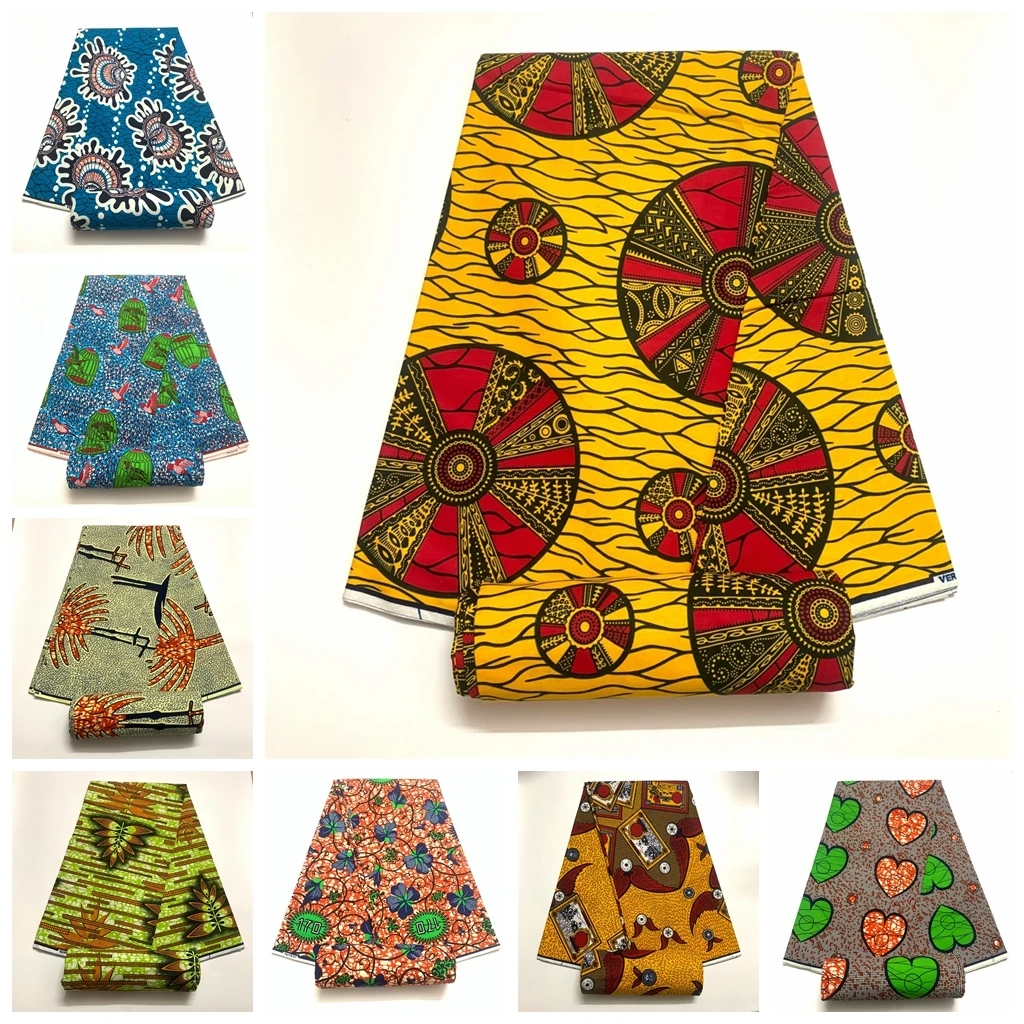 

2024 African Wax Print Ankara Fabrics 100%Cotton Nigerian Style Patchwork Sewing Guaranteed Veritable Real Wax For women Dresses