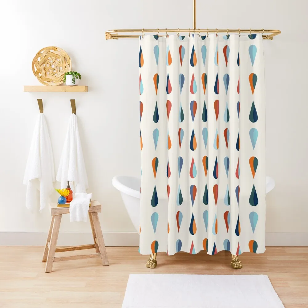 

teardrop graphic in blue and orange Shower Curtain Toilet Accessories Bathroom Curtain