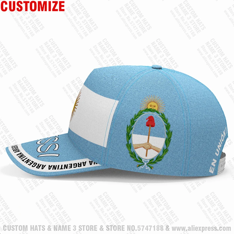 Argentina Youth Free Custom Name Arg Casual Hat Travel Country Gyms  Ar Flags Spanish Argentine Nation Print Photo Baseball Cap