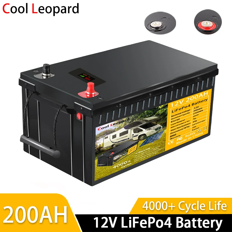 Lithium Iron Phosphate Solar Battery 12V 200Ah for RV Truck Forklift Lift Truck Field Emergency Backup LiFePO4 Phosphate Battery