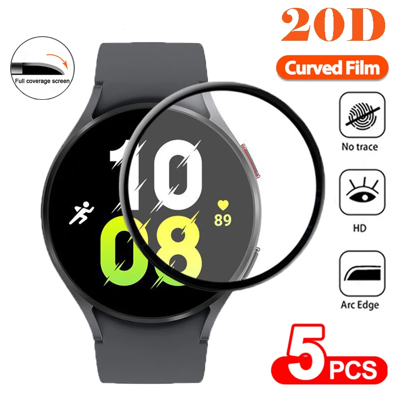 

20D Screen Protectors Film Soft For Samsung Galaxy Watch 4 5 Pro Active 2 4 Full Cover Curved Edge Protective Scratch Resistant