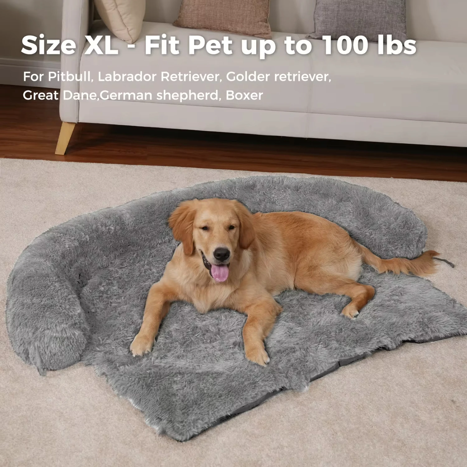 

Dog Bed Large Sized Dog Fluffy Dog Bed Couch Cover Calming Large Dog Bed Washable Dog Mat Protector