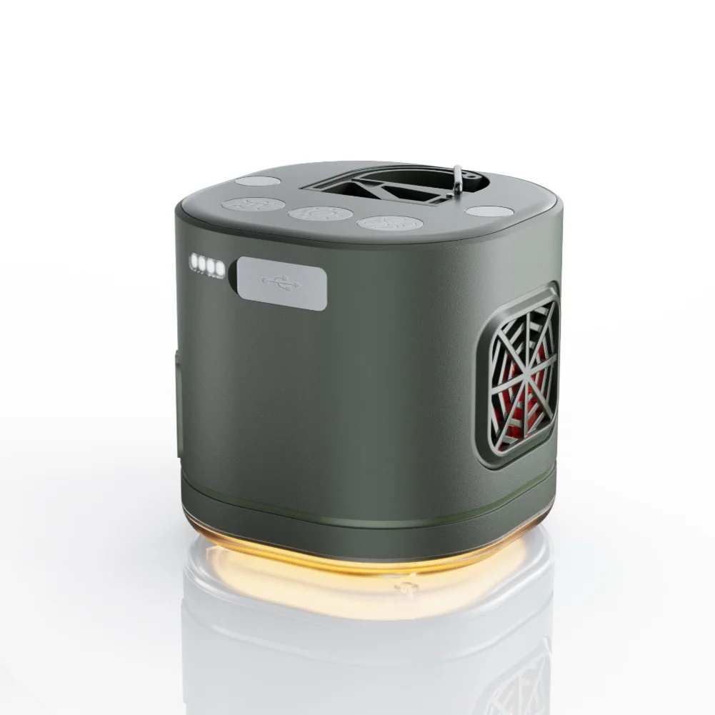 Rechargeable Outdoor Lantern with Fan and Light 2 Color Modes White Warm Light 1600mAh Lithium Battery for Travel
