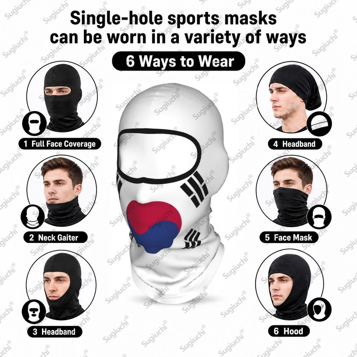 South Korea Cycling Balaclava Full Face Ski Cover sun protective scarf Windproof Breathable Anti-UV Motorcycle Helmet Liner view 3