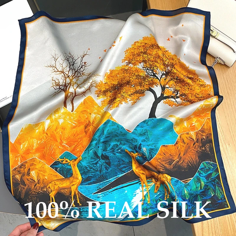 

Шарф из 100% натурального шелка для женщин, летний, роскошный, квадратный, модный платок, шаль для отпуска, тонкое полотно, хиджаб, бандана, шарфы, буфанда