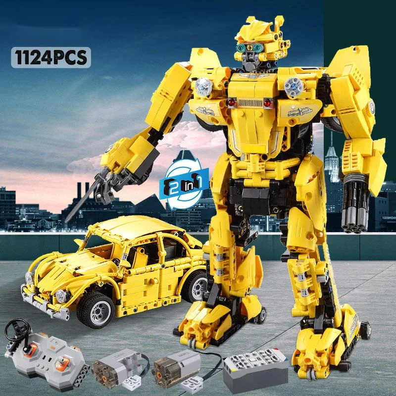 City Remote Control RC Deformation Car Building Block Technical Robot Deformed Vehicle Bricks Toys For Boys