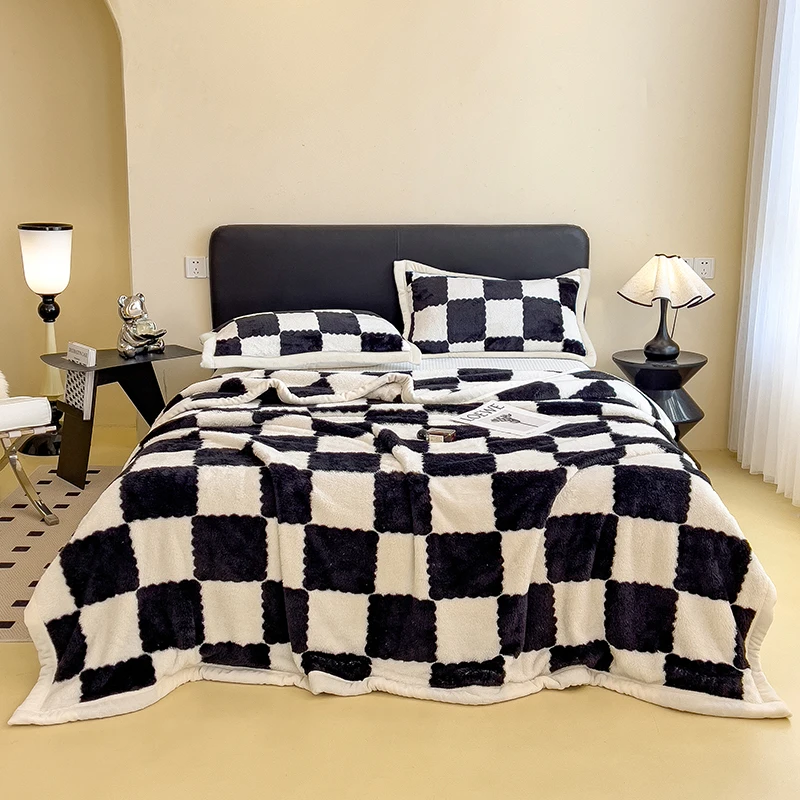 Bonenjoy Skin-friendly Blanket Plaid Style Sofa Towel Thick Blankets Super Soft Plaids Warm Shawl Bedspread 담요 (No Pillowcase)