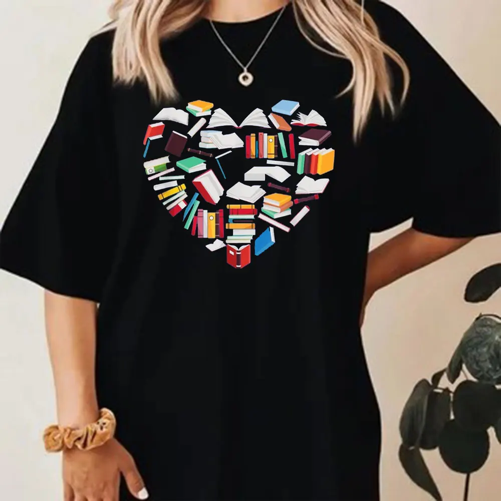 

Футболка Love To Read Book Lover Book Heart Забавный дизайн Футболка унисекс Футболка в подарок библиотекарю Женская летняя хлопковая футболка Мужские топы