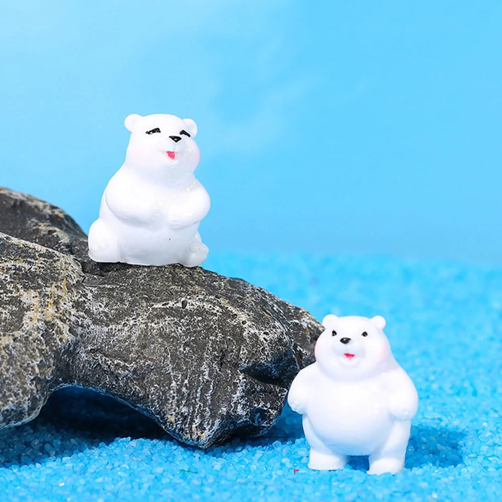 

12 Pcs Small Landscape Ornaments Miniature Bear Figurines Statue Decor Garden Desktop White Resin Crafts