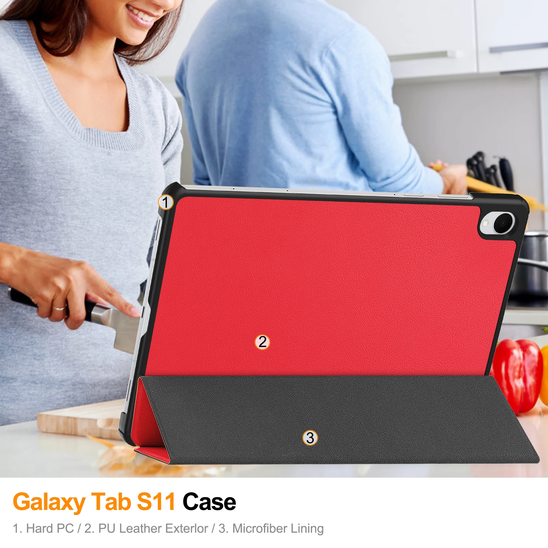 

Tablets Leather Case For Samsung Galaxy Tab S11 SM-X730 11 inch Three Fold caster hard shell