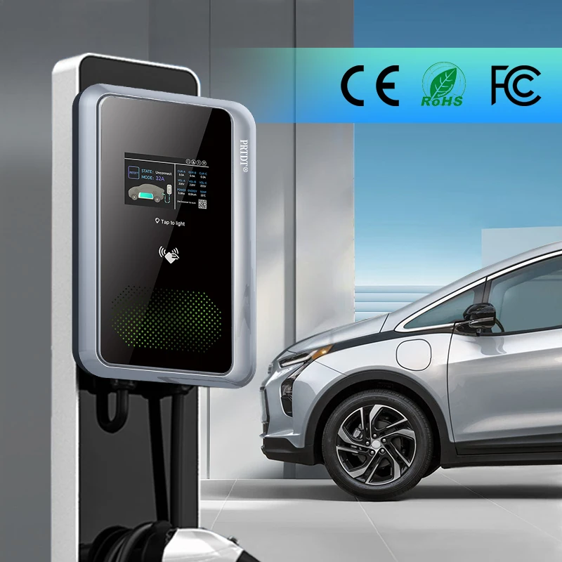 

Ev Charger 32A 1 Phase 3 Phase 7kw 11kw 22kw Ev Charging Station Type 2 with 5m Cable Car Charger for Electric Car