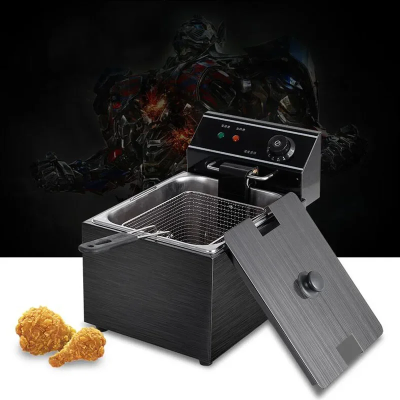 8L Electric Blast Furnace Cylinder Thickening Fryer Grill Fried Chicken Fried Dough Sticks Furnace Fries Machine Deep Fryer