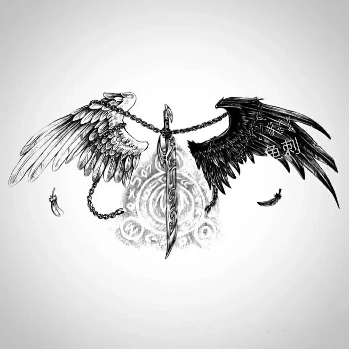 Herbal Juice Temporary Tattoos Devil Demon Wing Tattoo Cheap Goods Goth Fake Tattoo Stickers Man Art Punk Angel Tatto Sticker