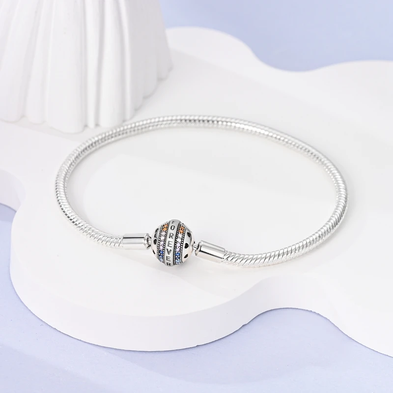 Trendy 925 Sterling Silver Infinity Love Snake Bone Chain Bracelet Fit Diy Charms Bead Fine Wedding Jewelry Gift