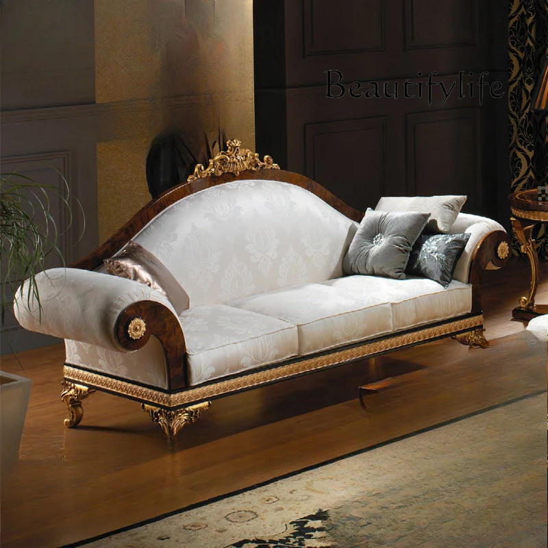 

European fabric sofa combination Italian luxury living room furniture solid wood carving flower gold villa foil