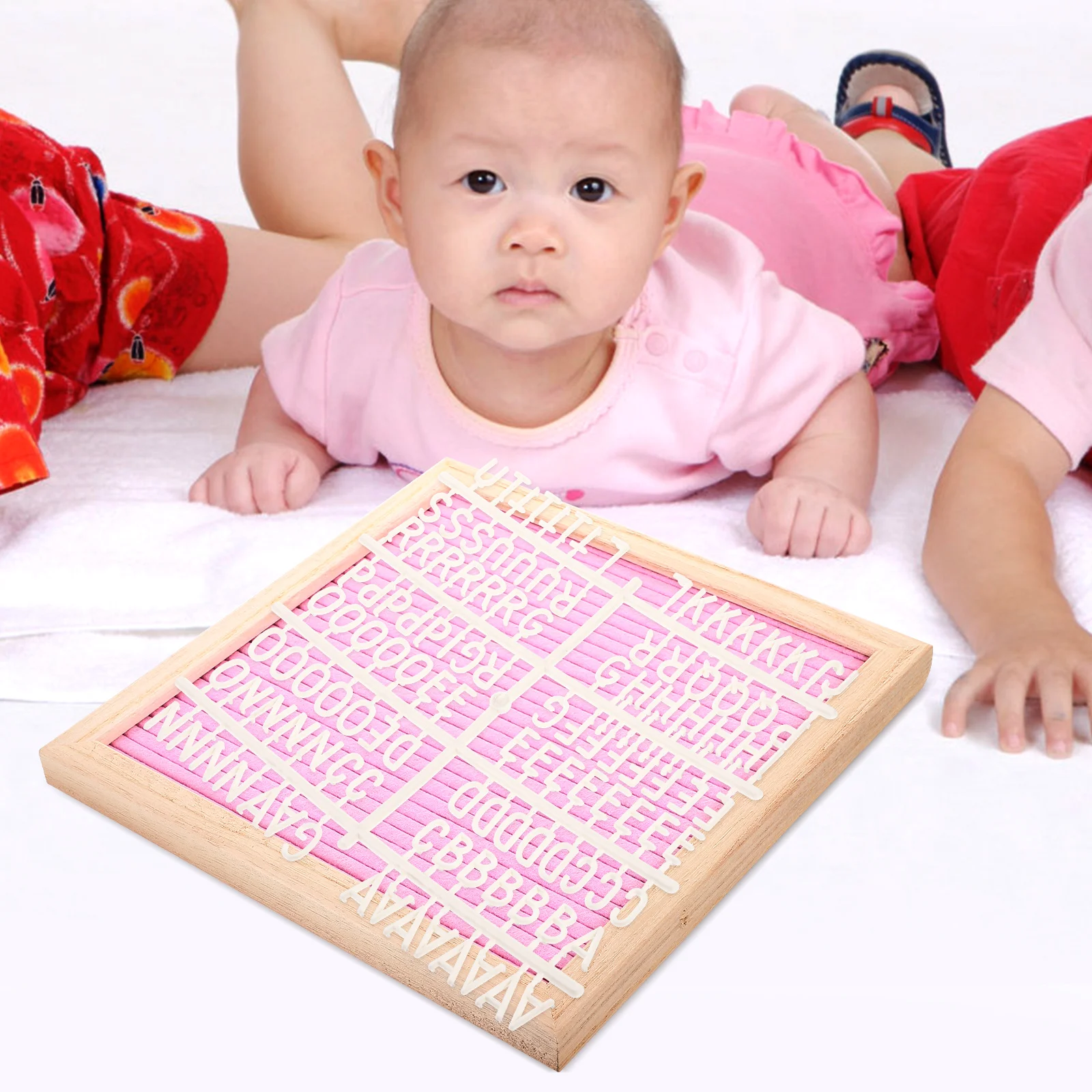 Pink Felt Wooden Alphabet Board 240 Letters Frame Baby Shower Wedding Birthday Decor Message Display Home