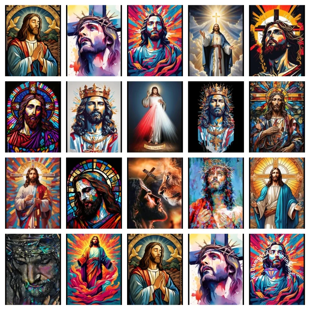 

Jesus Religion AB Diamond Painting Kit Square Round Diamond 5D DIY Mosaic Handmade Art Adult Exquisite Gift Crafts Home Decor
