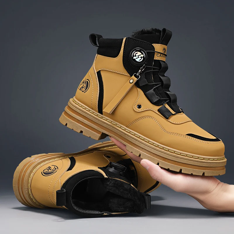 

Outdoor Warm Fur Men Combat Tactical Desert Boots Snow Boots Male Field Hunting Climbing Training Waterproof Sports Hiking Shoes