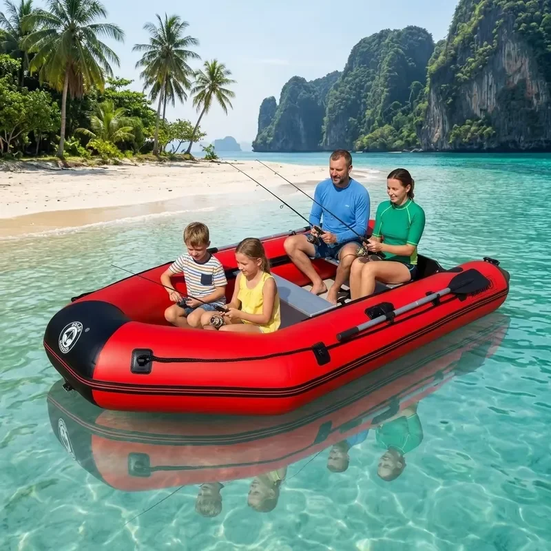 Thermal Weld Sealing 4 Person Air Mat Floor Inflatable Assault Pontoon Boat Professional Row Dinghy for Sea Salt Water