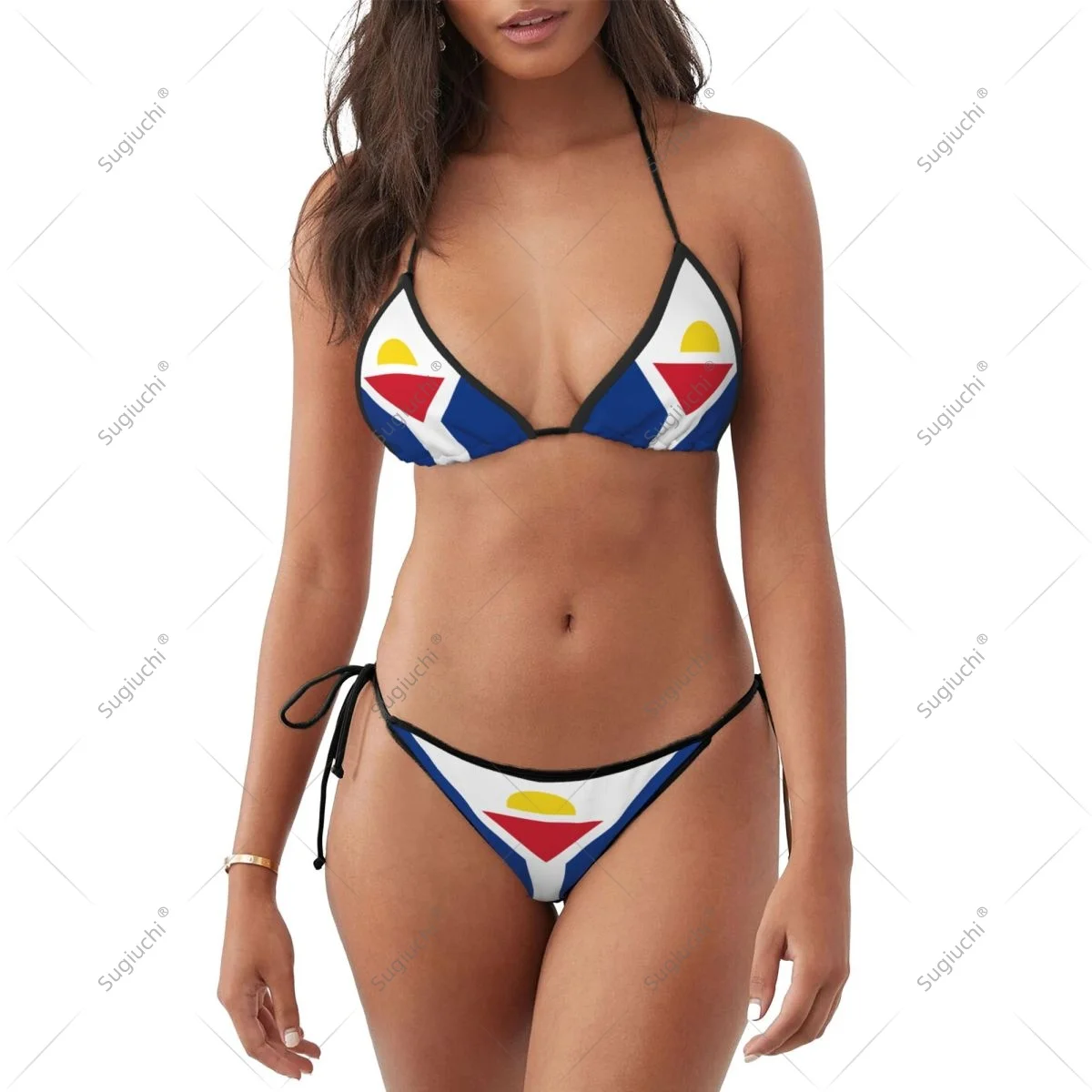 

Women Girls Bikini Saint Martin Flag Swimsuit Sets Three Point Beachwear Swimming Bathing Beach Party Suits Sexy Mujer