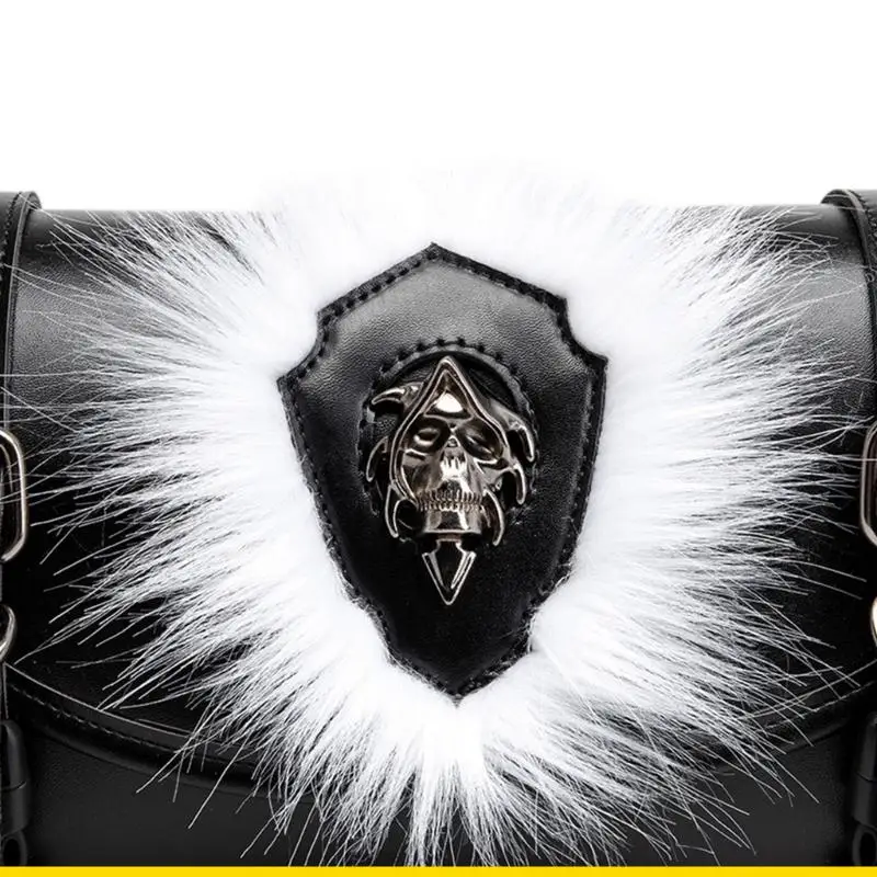 SZCH Quick Release PU Leather Front Bag with Retro Punk Design & Reflective Trim Large Capacity Bike Bag for Bike Use