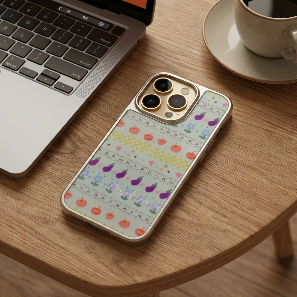 Ins Fruit Nonsense Island Silver Edge Epoxy Anti-Drop Handyhülle für iPhone XR/11/12/13/14/15/16/17 Pro Max Handyhülle