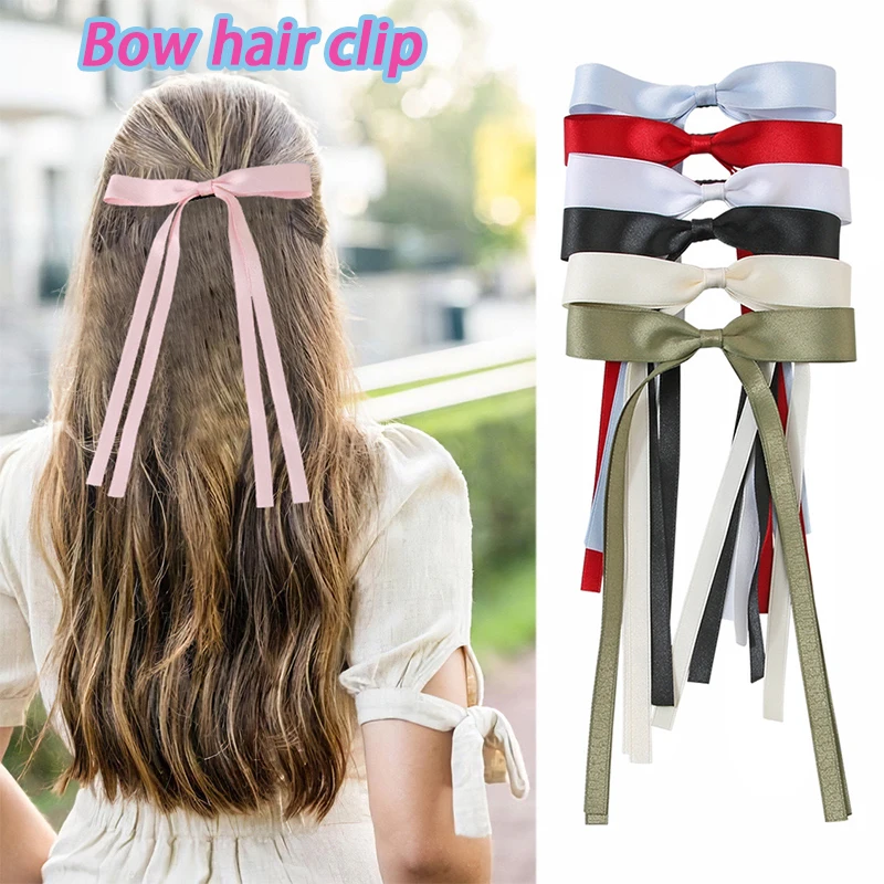 Doce Simples Fita Bow Clip De Cabelo, Back Duck-Billed Clip, Acessórios De Cabelo