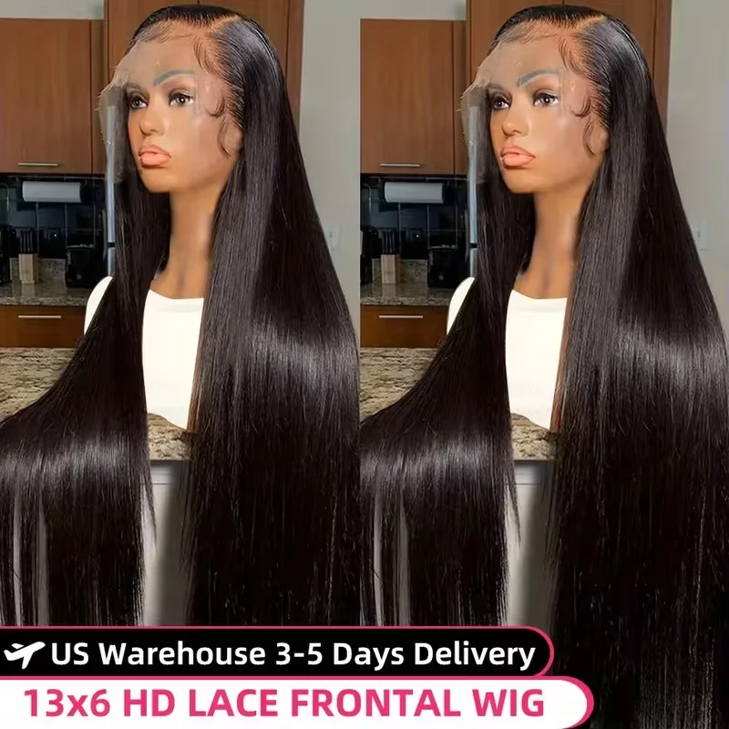 40 Inch Wig Bone Straight Human Hair Wigs 13x6 Hd Lace Wig 13x4 Human Hair 200 Density Transparent Lace Frontal Wig For Women