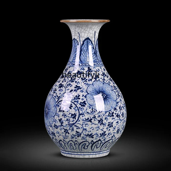 تنسيق زهور غرفة المعيشة ss8350، خزانة تلفزيون صينية عتيقة، ديكور سطح المكتب المنزلي، بورسلين أزرق وأبيض