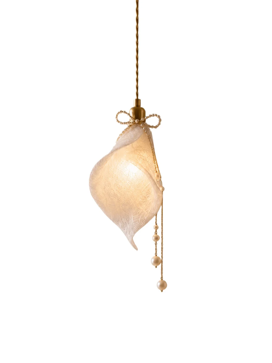 Fairy Bow Pearl Tassel Chandelier Cream Wind Bay Window Dining Side Cabinet Girls Room Creative Lace Atmosphere Light