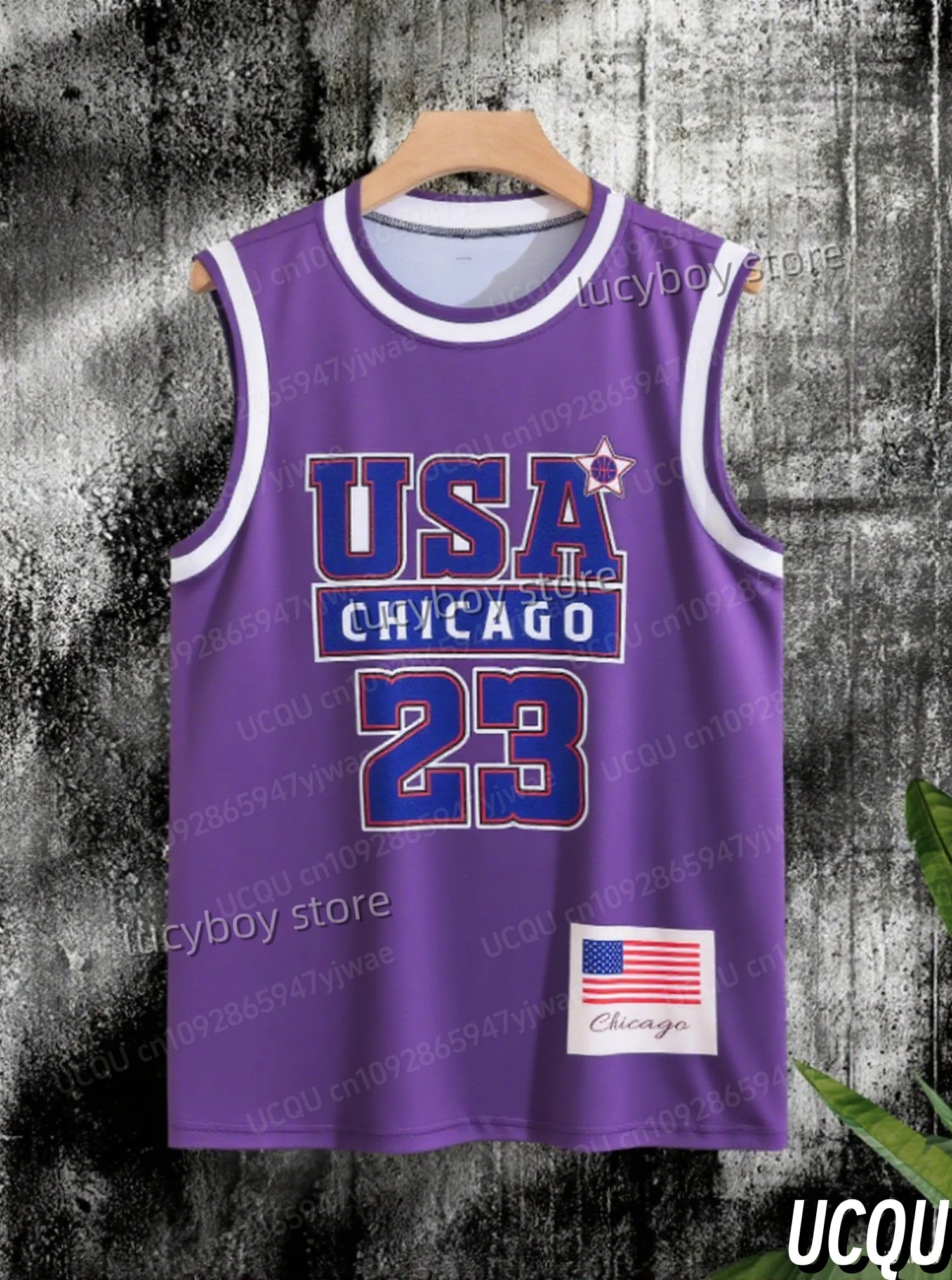 2025 Summer Men USA Chicago No.23 Print Striped Round Neck Casual Tank Top Mens Basketball Jersey Vest gym Sport Basketball Vest - Image 3