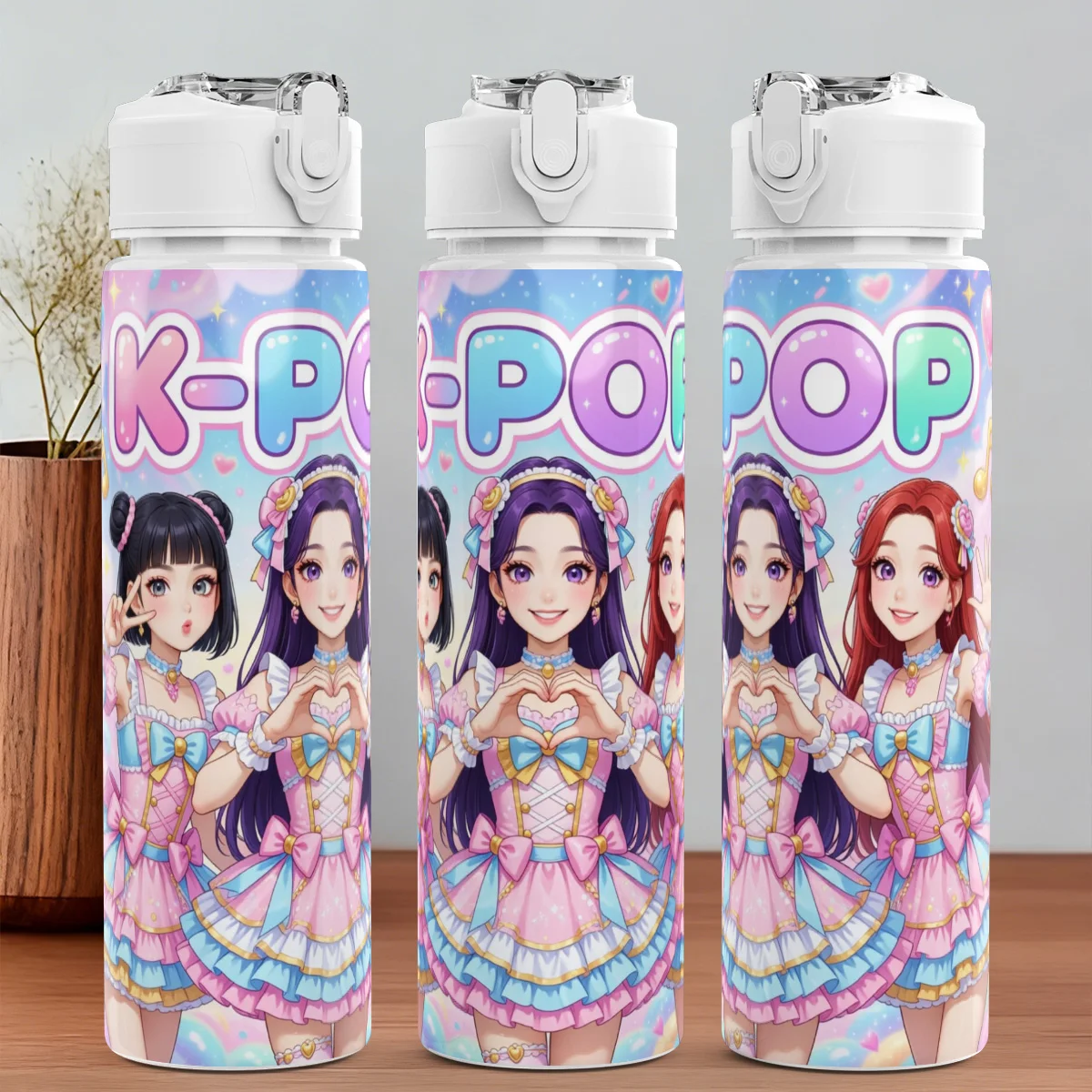 1PC 750ml K-pop Sports Bottle Cup Durable Portable Reusable Drinkware Gift for Thanksgiving Halloween