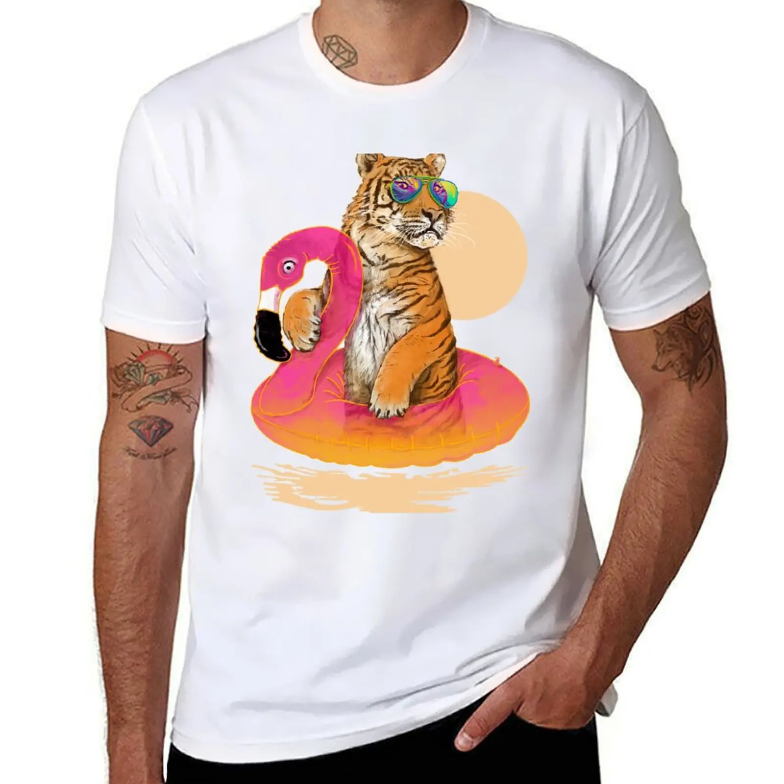 

Chillin, Flamingo Tiger T-Shirt animal prinfor boys tshirts personalised kawaii clothes shirts graphic tee mens t shirts pack