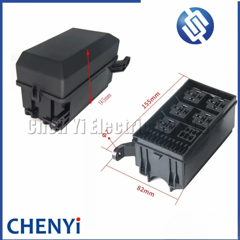 12-Slot Relay Box 6 Relays Fuses Holder Block with 41 pcs Metallic Pins Universal for Automotive and Marine Use