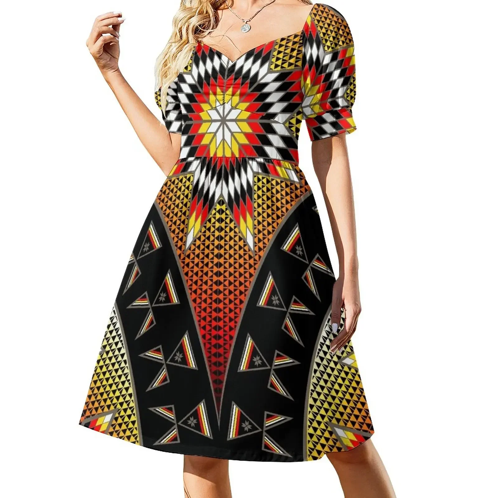 

Morning Star with Tipi's (BRYW) Short-Sleeved Dress Summer women's clothing Women's dresses beach dresses