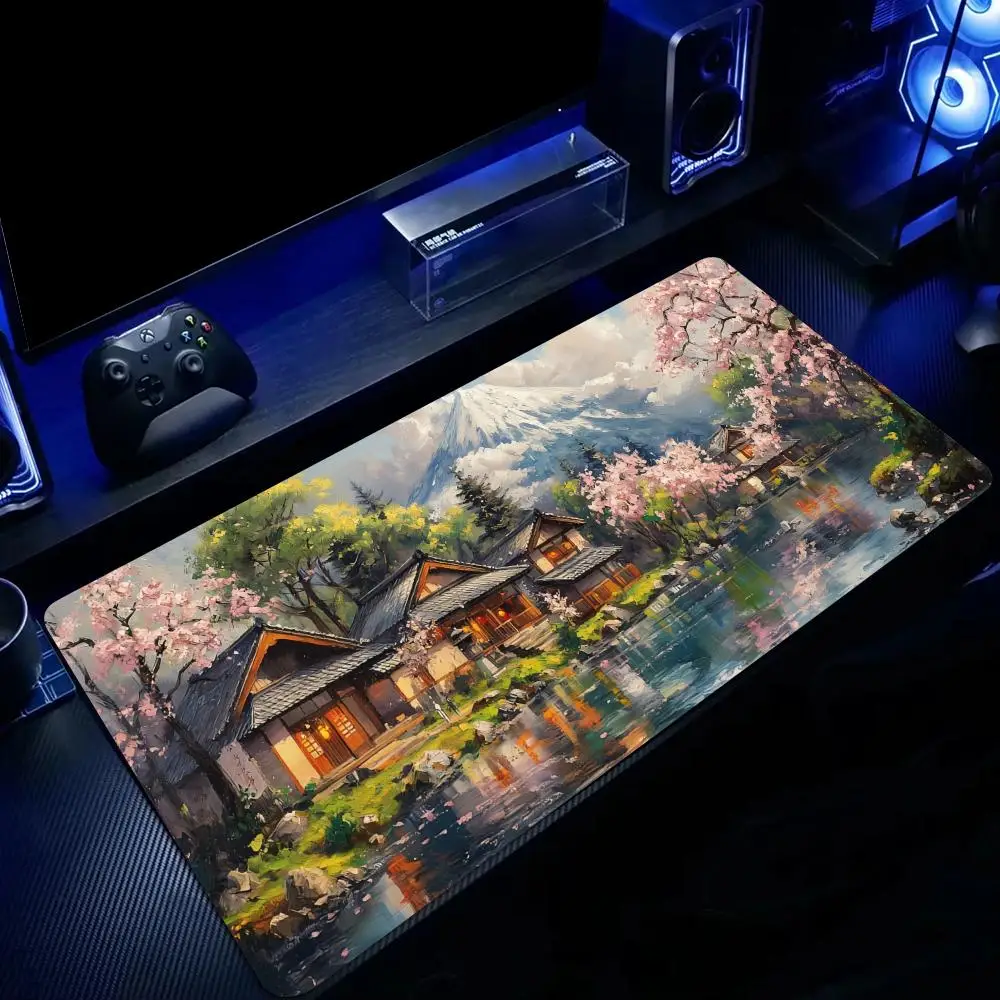 Elegant village scenery Mouse Pad Desk Mat Large Computer Office Carpet XXL Mousepad Gamer Gaming PC Accessories Keyboard Rug