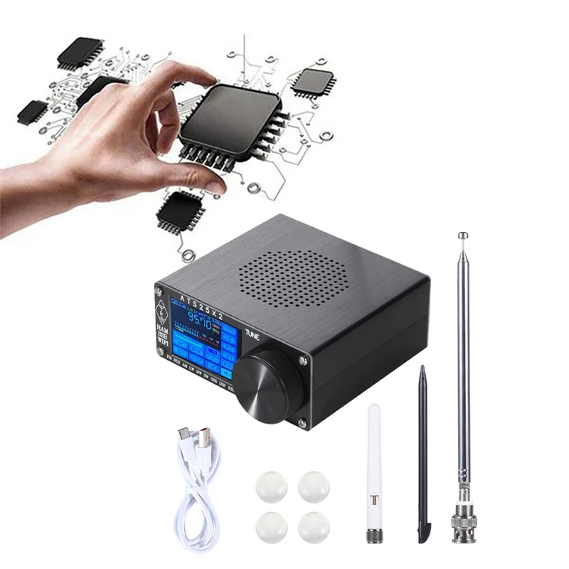 ATS25X2 Full Band FM/LW/MW/SW/SSB Spectrum Scan Receiver WIFI FM RDS APP Network Black Aluminum Alloy