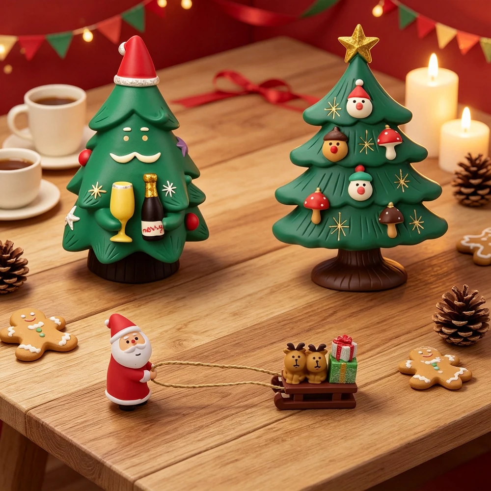 Linda Figura de Resina de Reno de Santa Claus en Trineo, Mini Decoración Navideña para Mesa, Pequeño Adorno de Escritorio para Navidad, Centro de Mesa, Regalo