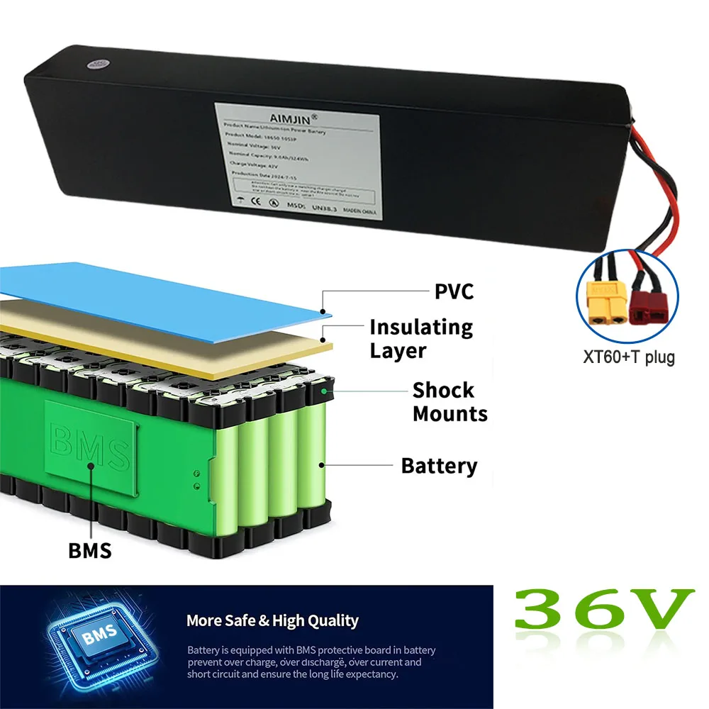 For Kugoo S1, S2, S3 Scooters 36V 10S3P 9000mAh  18650  Rechargeable Li-ion Battery pack 500W,Built-in BMS with charger