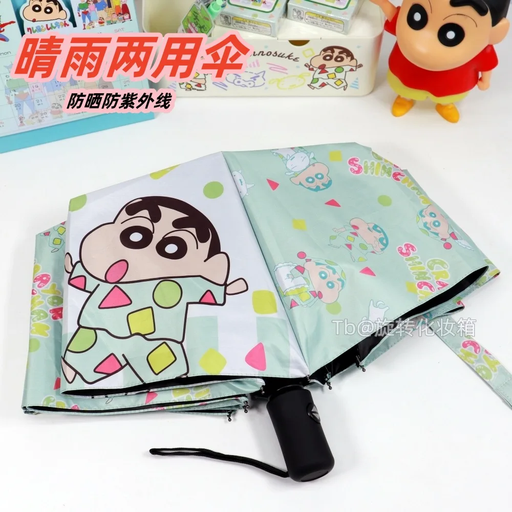 New Crayon Shin Chan Anime Figures Umbrella Fully Automatic Folding Umbrella Cute Cartoon Sun Manual Umbrella Holiday Gifts