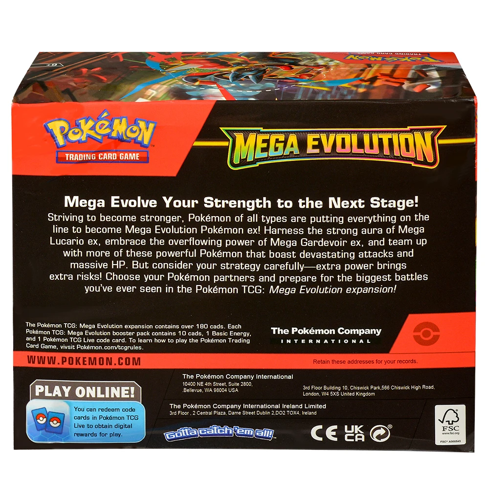 360Pcs English Pokémon TCG: Mega Evolution Phantasmal Flames Booster Box Pokemon trade card 36 Pack Box gift